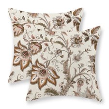 Brown Pillow Covers 18x18 Inch Set of 2 18" x 18" Pack of 2 Brown Floral