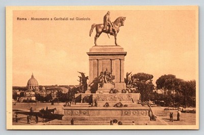 Roma Garibaldi Monument Janiculum Hill Postcard Fototipia Alterocca Italy