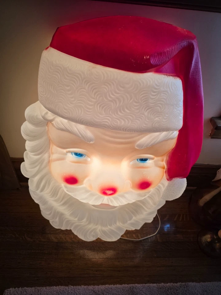 Vtg "EMPIRE SANTA FACE" 32" Blow Mold Indoor/Outdoor Wall Decor w Original Box - Image 2 of 4