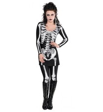Amscan Adult Bare Bone Skeleton Costume - X-Large 14-16 , Black