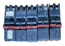 FPE Federal Pacific 220 2 Pole 20 Amp 240V Circuit Breaker (Lot of 5)