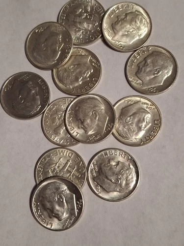 Roosevelt Dimes 10C 1964 Lot of 12 US Coins Circulated BU