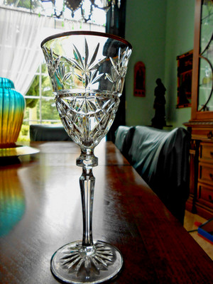 CRISTAL D'ARQUES-DURAND Joanna Water Goblet Gold Band  Joanna 8-7/8''
