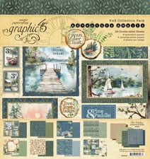 Graphic 45 ADVENTURE AWAITS 8x8 Collection Pack Kit 24/pk Camping Lake