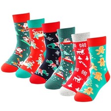 Kids Christmas Socks Crazy Xmas Gift for 8-12 Years 6pairs-kids Christmas Gift