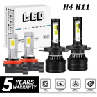 H4 H11 Super White 6000K LED Headlight High Low Beam Fog Light Bulbs Combo Kit