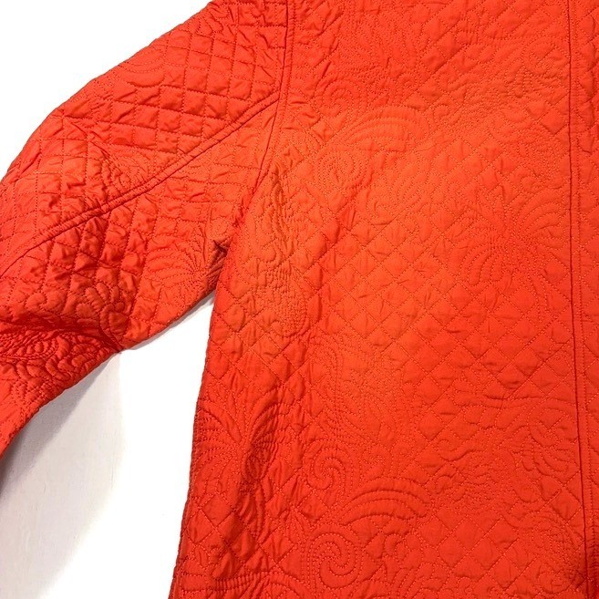 Chicos Quilted Jacket Orange Button Front Collar … - image 8
