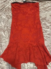 Boohoo Red Strapless Hi-Low Dress with Ruffle Accent, Pullover, US 4