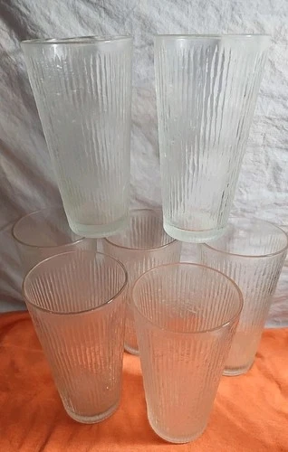 Jeanette Glass Finlandia Tree Bark Glasses Tumblers 16oz Set Of 7