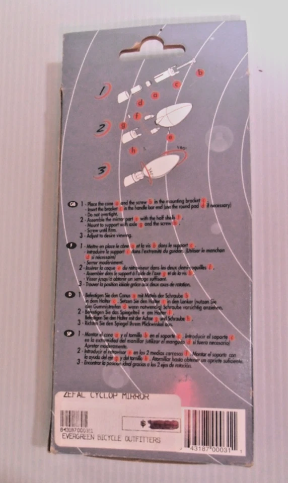 ESPEJO DE EXTREMO DE MANILLAR DE BICICLETA ZEFAL CYCLOP - Hecho en Francia Foto 2 de 4