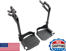 Wheelchair Footrest Pair Swing-Away w/ Heel Loop, Black, Universal Fit