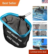 Heavy Duty Pool Skimmer Net with Self-Repair Nylon Mesh - 17x13, Deep Trash Bag