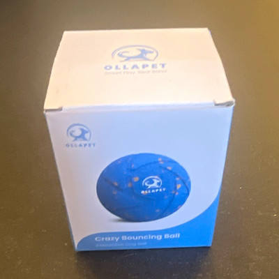 OLLAPET Crazy Bouncing Ball Interactive Battery Operated TPU Blue Dog Toy S