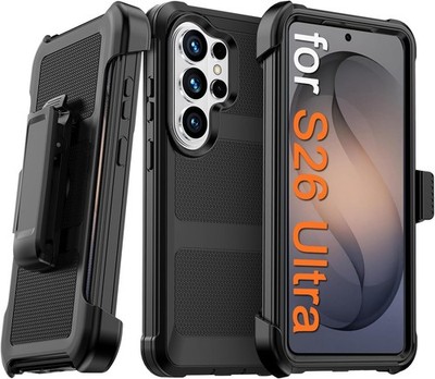 Samsung Galaxy S26 Ultra Case with Belt Clip Holster & Kickstand, Heavy Duty Rug