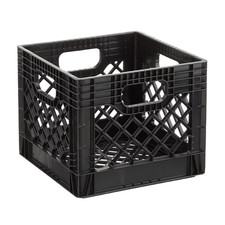 Juggernaut Storage 16QT Heavy-Duty Plastic Milk Crate Black Square Bin