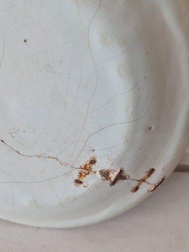 Antique 18thC English Delftware Plate 9" - Historic Staple Repair - Blue & White - Picture 12 of 13