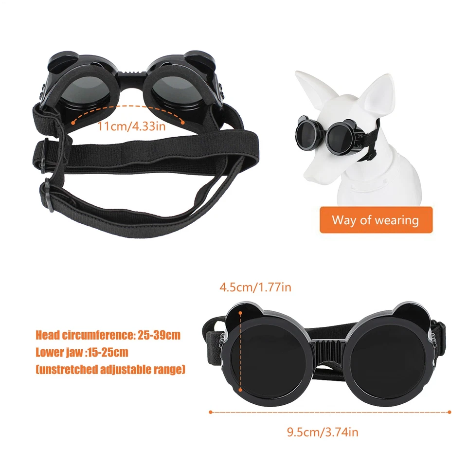 Очки солнцезащитные для домашних животных собак прозрачные линзы защита глаз от ультрафиолета для маленьких средних пород - Изображение 2 из 4