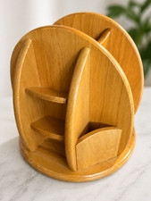 Vintage Wood Spinning Desk Organizer Lazy Sus...