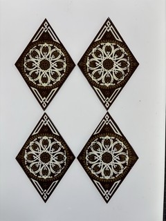 Vintage Stained Glass Lozenge Shaped Pieces. Possibly Art Nouveau 1930s