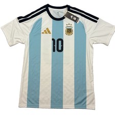 Adidas Argentina Messi 10 Home Jersey White Ice Blue KT0387 Mens Large Slim