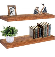 Rustic 36" Floating Shelves - Heavy Duty Solid Wood Wall D cor Set of 2 