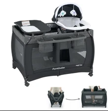 Pamo Babe Portable Crib/Playard with Detachable Bassinet and Changing Table NIB