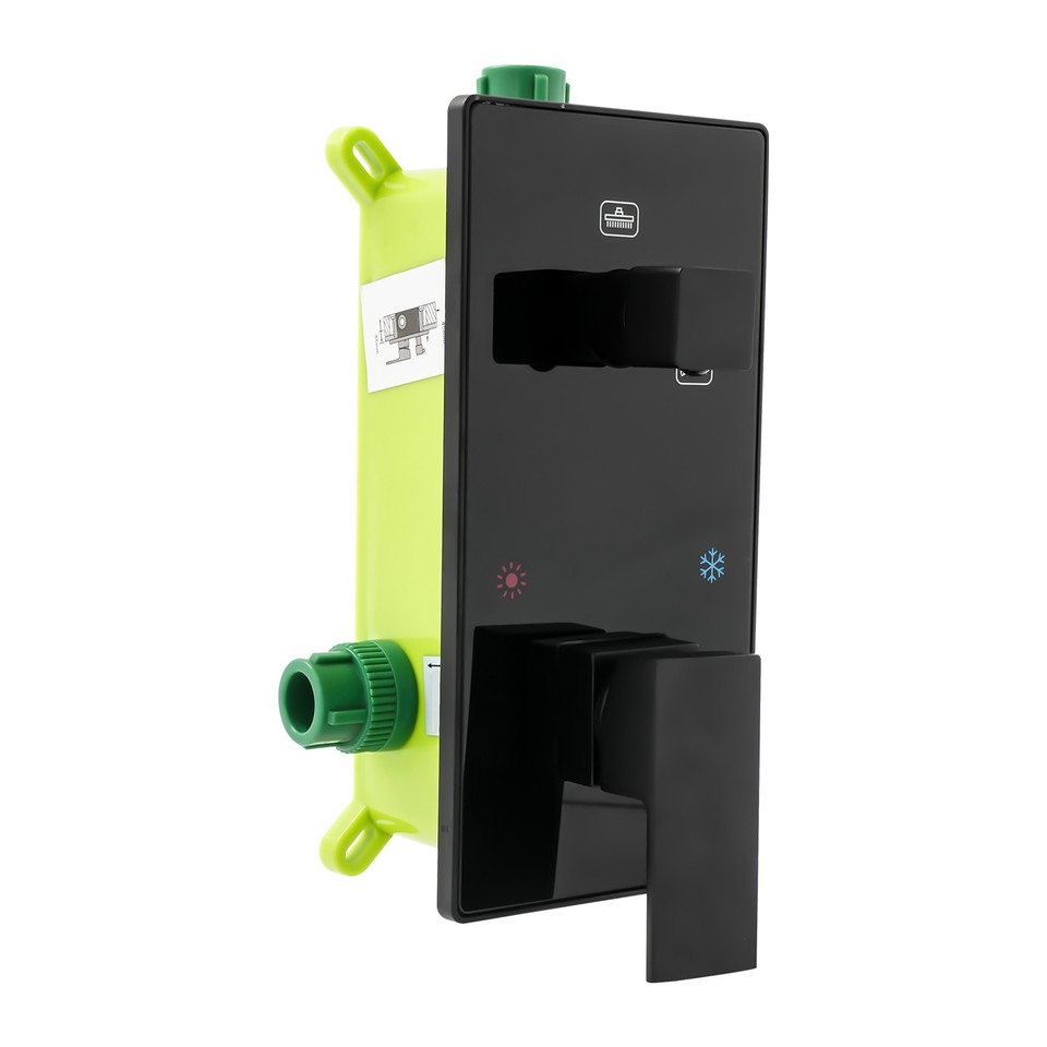 VALAZ Unterputz Duscharmatur Schwarz Matt – Mit Regendusche & Handbrause, 2-Wege-System, Edles Design