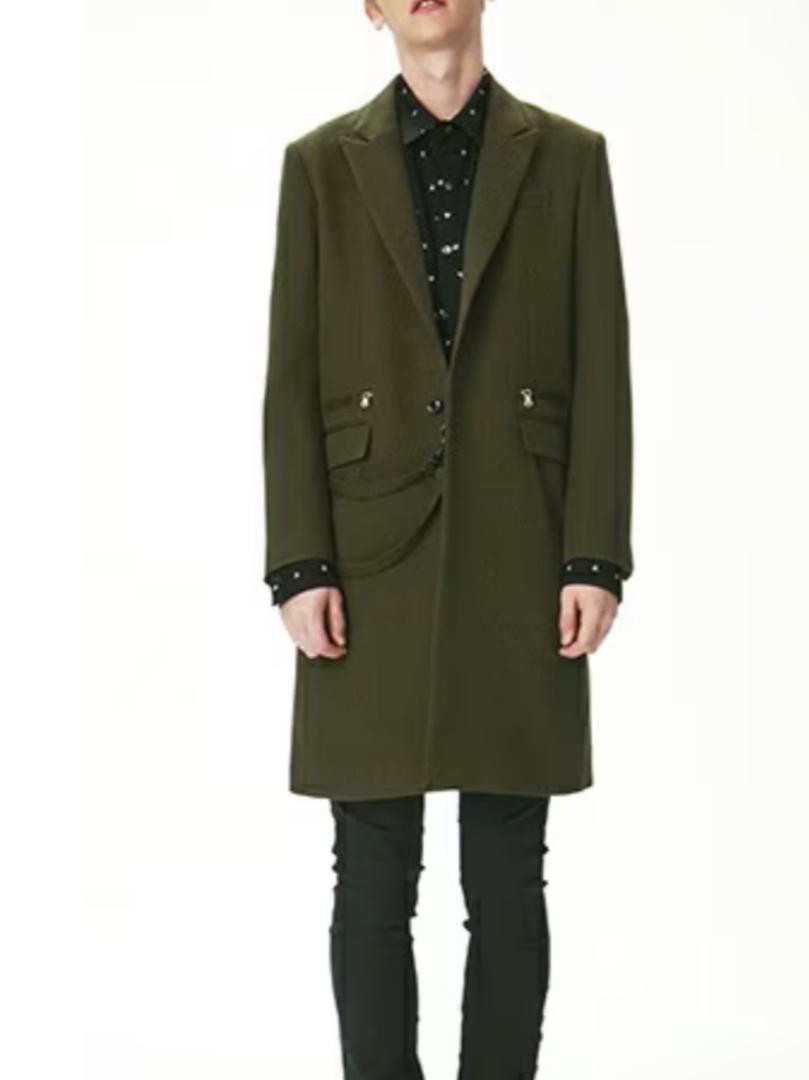 Kirov Double Belt Chester Coat Black Used Stylish Outerwear | eBay