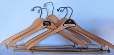 Vtg Lot of 5 Wooden Suit Hangers Coat Pant Natural Plain Advertising Wishbone