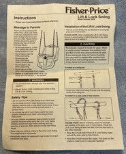 Vtg Fisher-Price Lift  Lock Swing Instructions