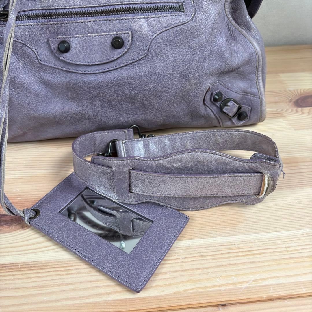 Balenciaga The City Bag 115748 Purple Leather 2Way Tote Shoulder thumbnail 8