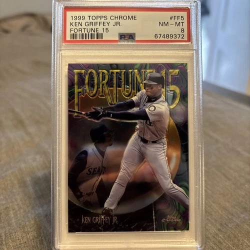 1999 Ken Griffey Jr Topps Chrome Baseball Card #FF5 Fortune 15 Graded PSA 8 Mint