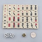 Antique Chinese Bone & Bamboo 32 Pc Domino Set w/ Original Bone Die Pai Gow — photo 4