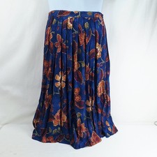 Vintage Alfred Dunner Skirt Womens Size 12 Blue Floral Pleated Midi Boho USA