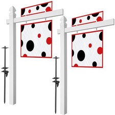 72" x 47" Real Estate Yard Sign Post with 2 Cap Options - Vinyl PVC - White -