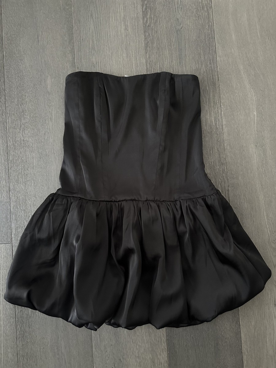 Tenshoppe Satin Laced Back Dress Womens Large Black Strapless Corset Bubble  Hem | eBay