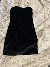 Black Women’s Short Tank Dress, Velvet Stretch Material, Size M