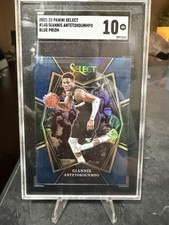 2021-22 Panini Select Giannis Antetokounmpo #140 Blue Prizm Premier SGC 10 Bucks