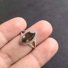 Natural Smoky Quartz Ring 925 Sterling Silver Handmade Dainty Jewelry All Sizes