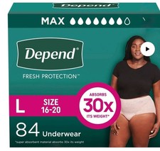 Large Women's Depend Fresh Protection Underwear 84 -count SWC