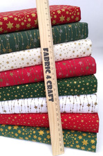 CHRISTMAS STARS FABRIC BUNDLE OF 8  FAT QUARTERS OR SQUARES 100% COTTON MATERIAL