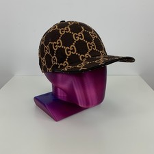 Gucci GG Monogram Logo Ripstop Recycled Polyester Baseball Cap Hat Brown Size M