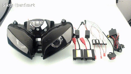 For Honda CBR600RR / F5 2003-2006 White Red Double Angel Eyes Headlight Assembly - Picture 3 of 23