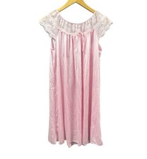 Gilead Nightgown Women Medium Pink Nylon Lace Bodice Sleeves USA Made