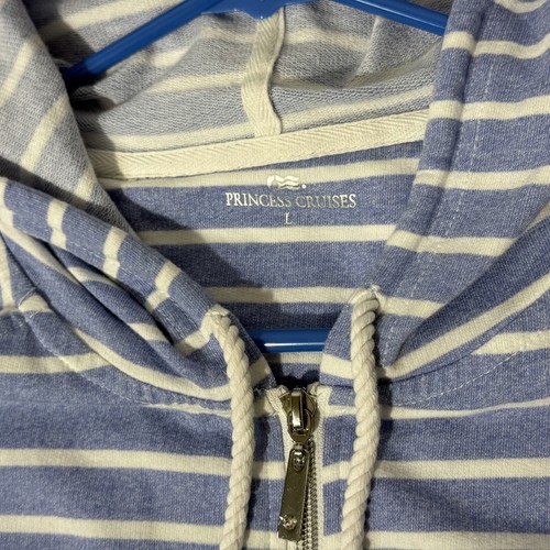Princess Cruises Womens Blue Striped Full Zip Hoodie Drawstring Lace Trim Size L - Picture 6 of 14