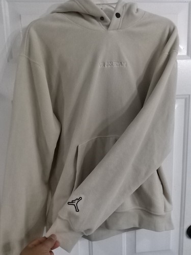 Nike Air Jordan Fleece High Pile Pullover Hoodie Mens Size M Beige - Picture 4 of 5
