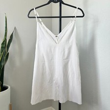 Free People V Neck Spaghetti Strap White Cami Tank Top Size M