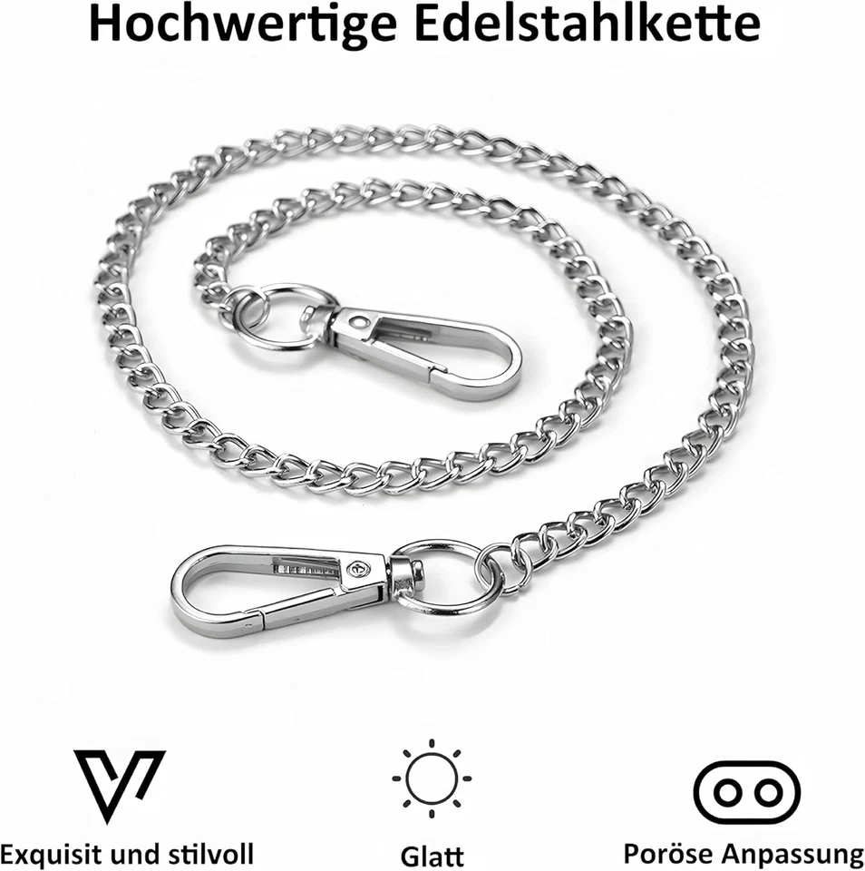 Chaîne De Pantalon 53 Cm, Chaîne Portefeuille Hip Hop Punk En Métal Et Porte-Clé - Photo 4/4