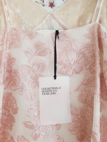 Zara Velvet Pink Floral Maxi Dress, UK Size M 10 New Jacquard Contrast - Picture 13 of 15