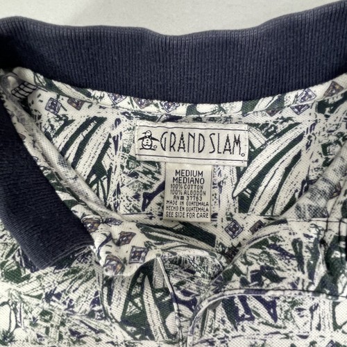 Grand Slam Penguin Polo Shirt Golf Graphic Vintage Size M White All Over Print - Picture 8 of 9